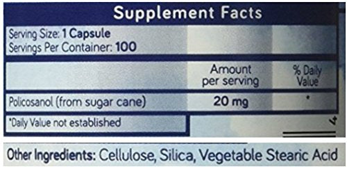 Purethentic Naturals Policosanol 20mg Premium - 100 Vcaps